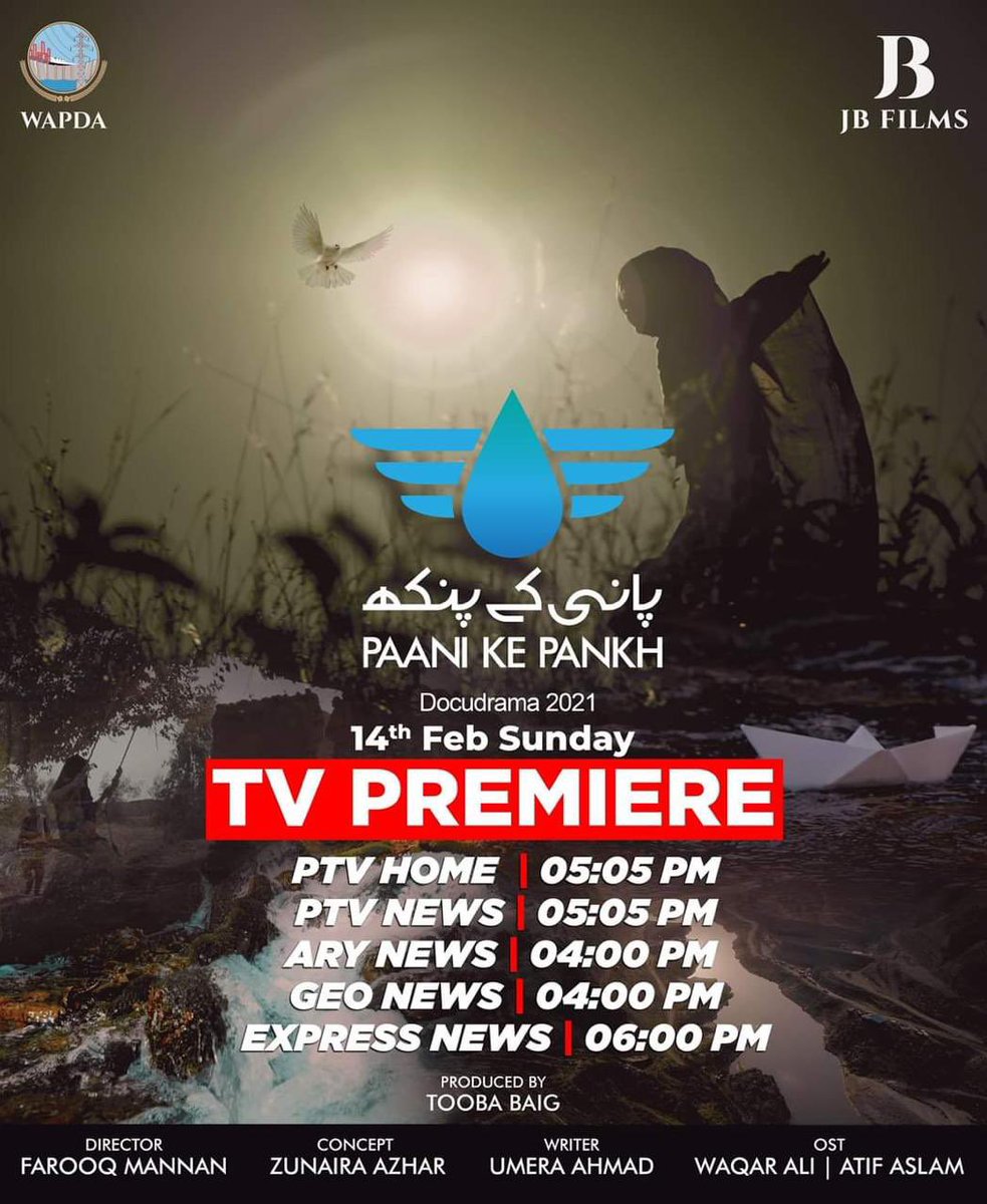 mtemptymtt's tweet photo. The documentary #PaaniKePankh is highlighting the importance and the development going on Mohmand Dam. The docudrama will be premiered today and the timings are mentioned below in the image.
#JBFilms #KeysPR https://t.co/IT11oA4rp5