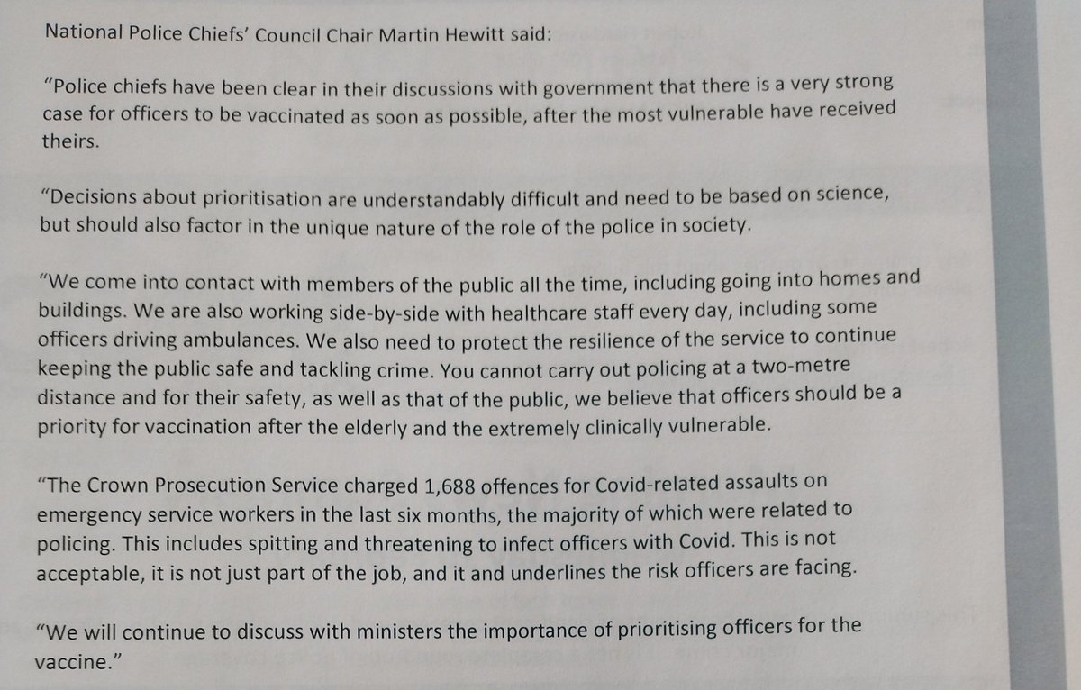 Every health worker in this incident is, quite rightly, innoculated against  #Covid19UK Every police officer and staff member involved in the same incident is not innoculated at this timeYou cannot police at a two metre distance  @PoliceChiefs  @LeicesterPolFed  @leicspolice
