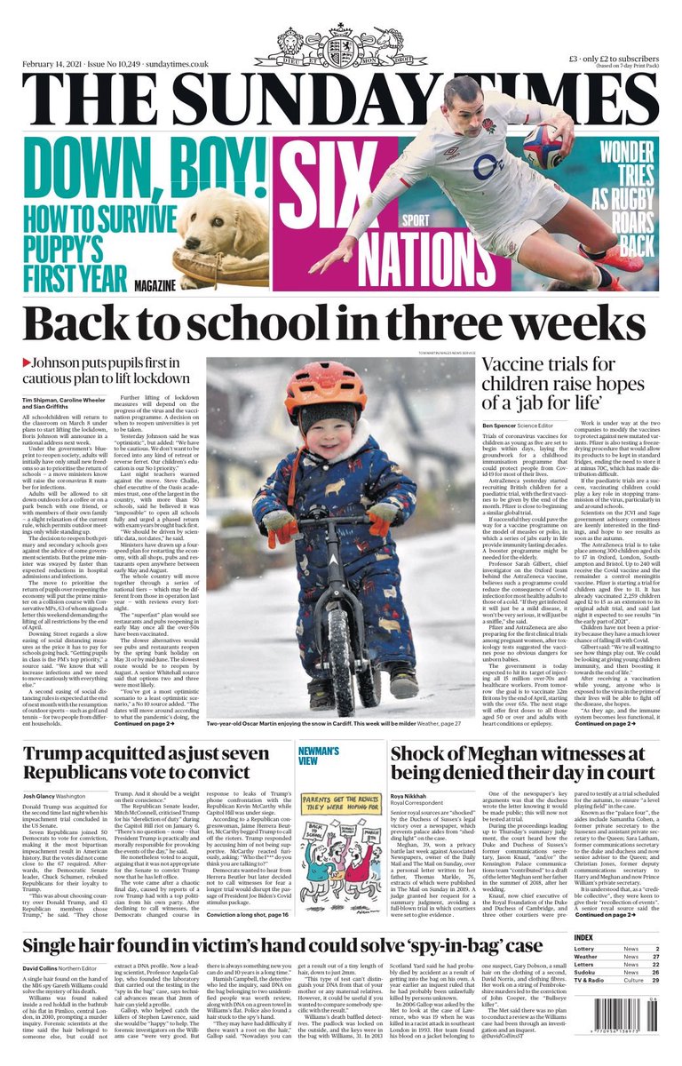 SteveChalke's tweet photo. We should be driven by data rather than dates. As I comment in today’s @thesundaytimes, rather than rush to fully reopen schools on March 8th, if we really want to open safely, and then stay open for all, the decision must be about consultation &amp; preparation rather than politics! https://t.co/3IriHyQqC7