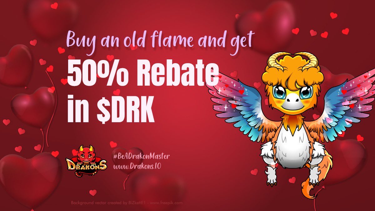 my_rachelle's tweet photo. Let’s do a #Valentines Promo. 
Buy an old flame at https://t.co/FPl8eLu0Ab and we’ll send you a 50% Rebate in $DRK.

Happy Valentine’s Day!

@coinkit_ com 1 300 DGB #BeADrakonMaster https://t.co/AWbQSpj8kK