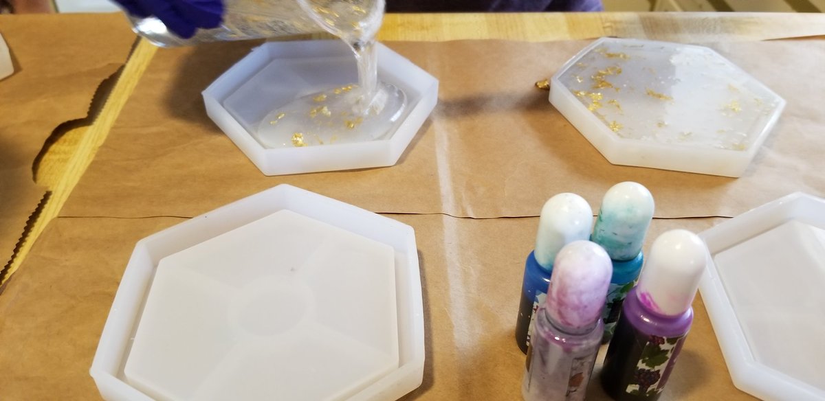 WonderfallC's tweet photo. Always a good day when you can pour. Can't wait to see how these turn out. #resin #coasters #wonderfallcrafts #SmallBusiness #handmade https://t.co/3t4TLWrshd