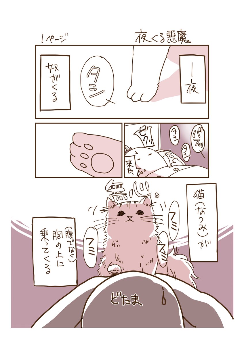 猫マンガ「夜くる悪魔」1p~3p 