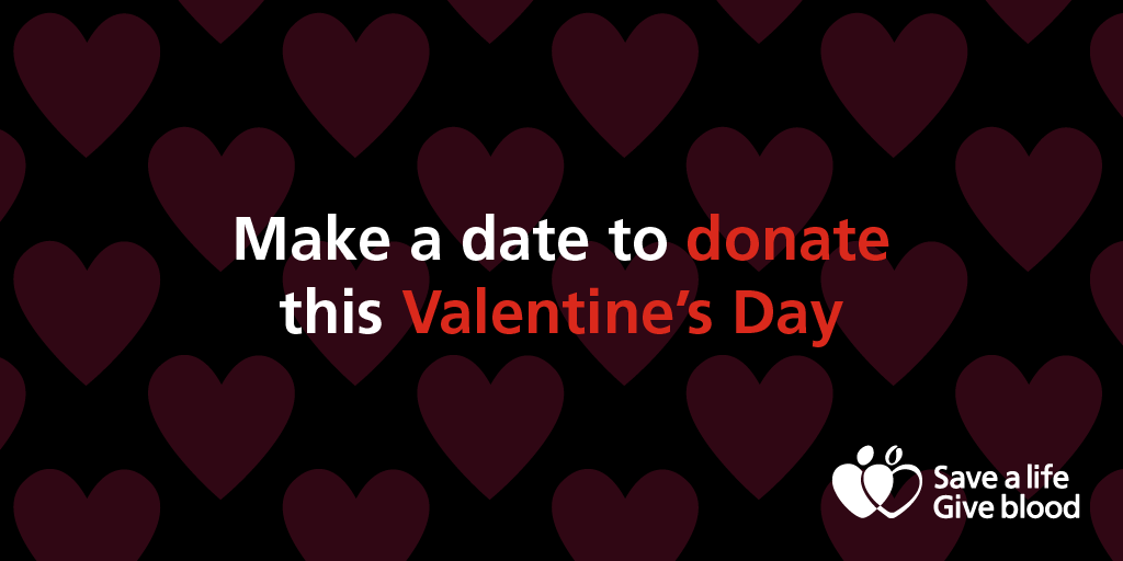 GiveBloodNHS's tweet photo. Happy Valentine's Day! 🌹 

Did you know that blood donation is considered essential travel? 💭 

Book your appointment online and make a date to donate. ❤️ https://t.co/juXu389Bzo