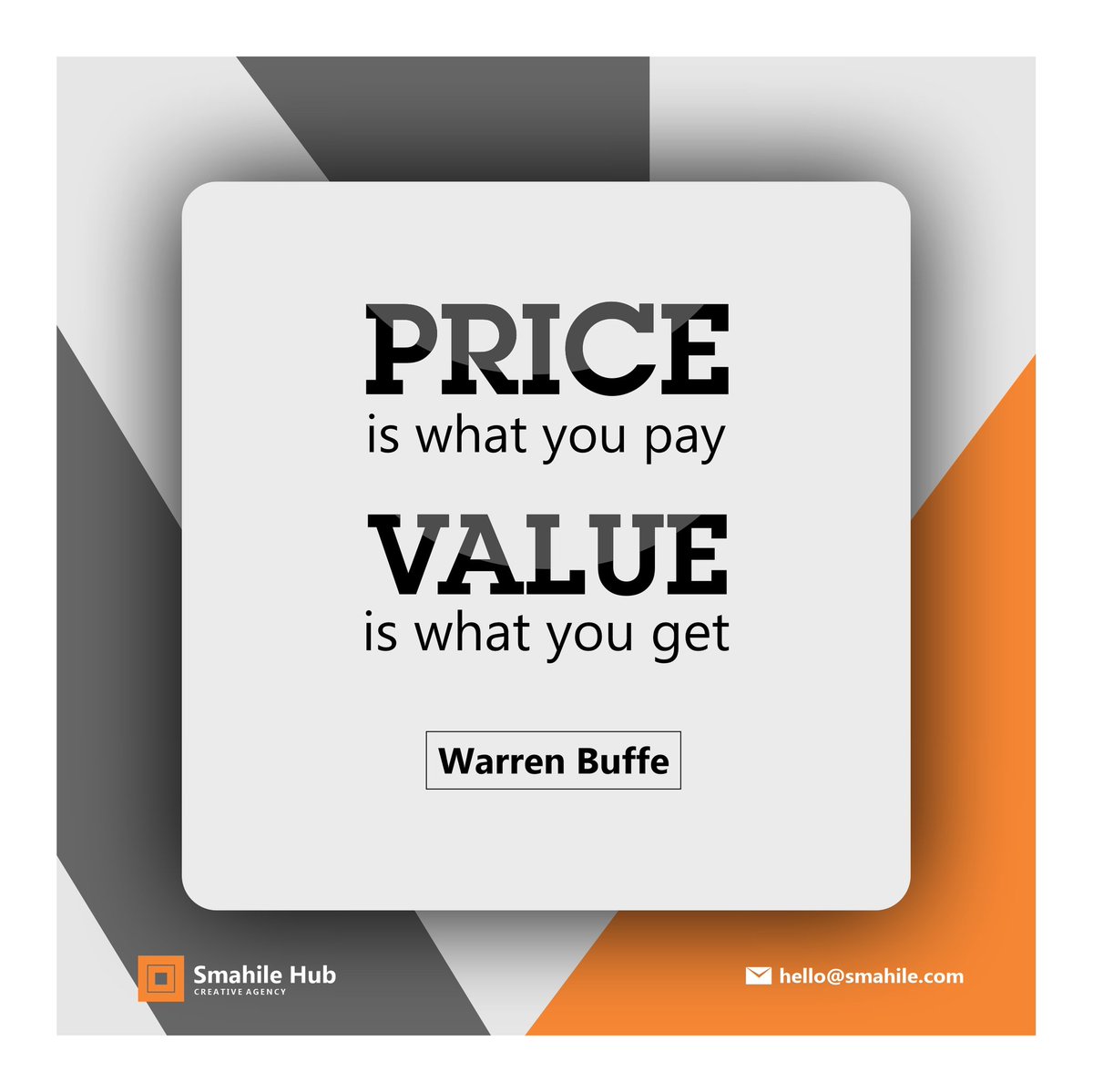 Price is what you pay, Value is what you get - Warren Buffe #entrepreneur #businessgrowth #startups