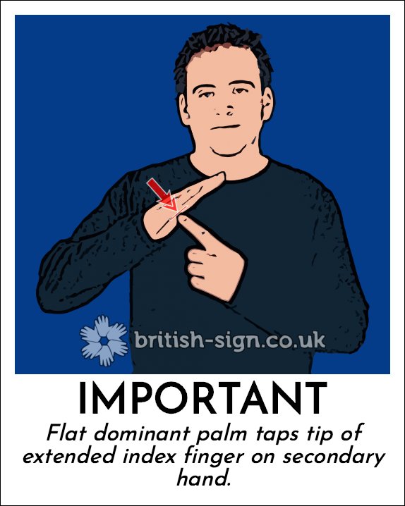 Today's #BritishSignLanguage sign is: IMPORTANT - #BSL - learn sign language online at british-sign.co.uk