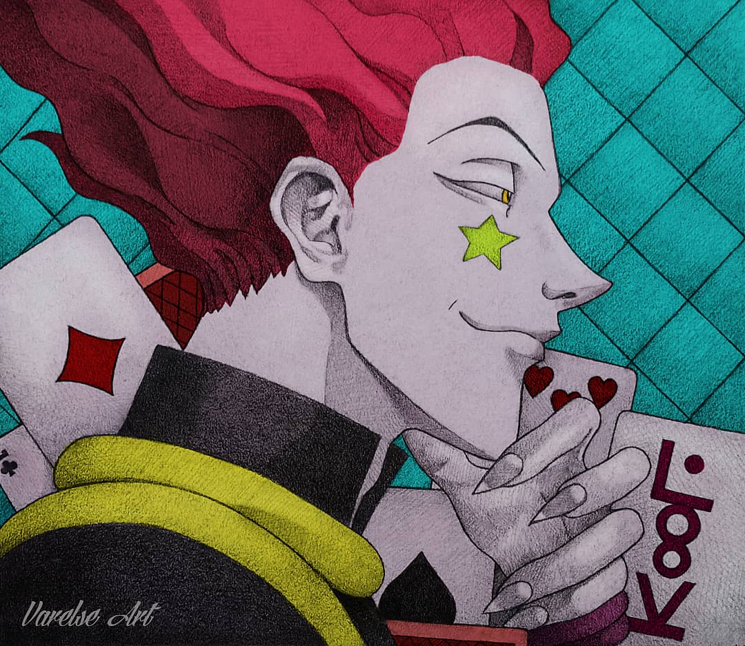 Varelse91's tweet photo. Hisoka fanart (Hunter x Hunter) #hisoka #fanart #hunterxhunter #hxh #varelseart #spiders #ryodan #canson #fabercastell #photoshop #traditionalart #digitalart #anime #manga #portrait https://t.co/scwrhIvE5E