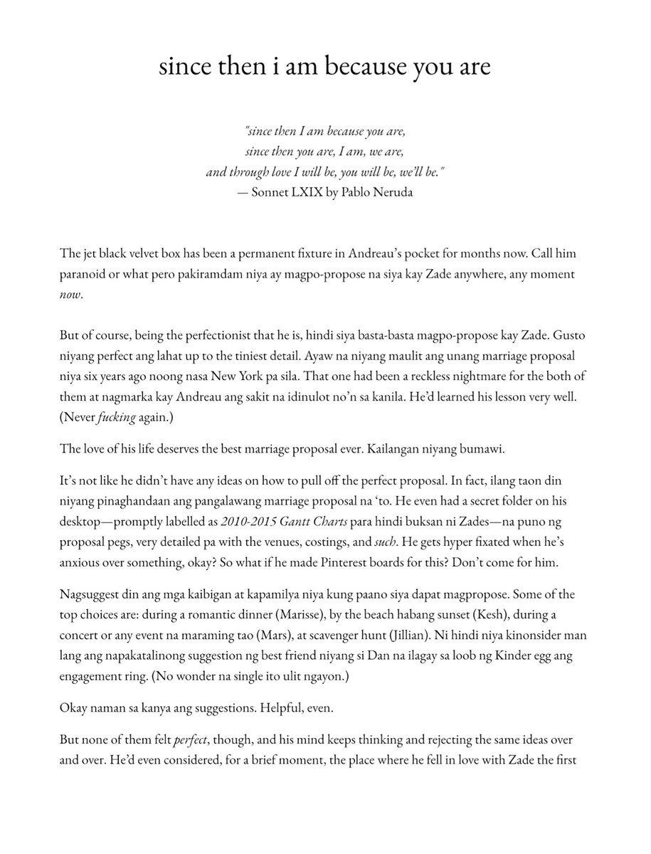 lengsungit's tweet photo. Happy 7th, The Spaces in Between! 🤎 #TSIB

Here’s a little something for you, guys 😉

#TSIB7Years fic: 𝒔𝒊𝒏𝒄𝒆 𝒕𝒉𝒆𝒏 𝒊 𝒂𝒎 𝒃𝒆𝒄𝒂𝒖𝒔𝒆 𝒚𝒐𝒖 𝒂𝒓𝒆

(or: The One with the Marriage Proposal  1/2)
see tweet below for part 2! https://t.co/IKKzI1iGmr