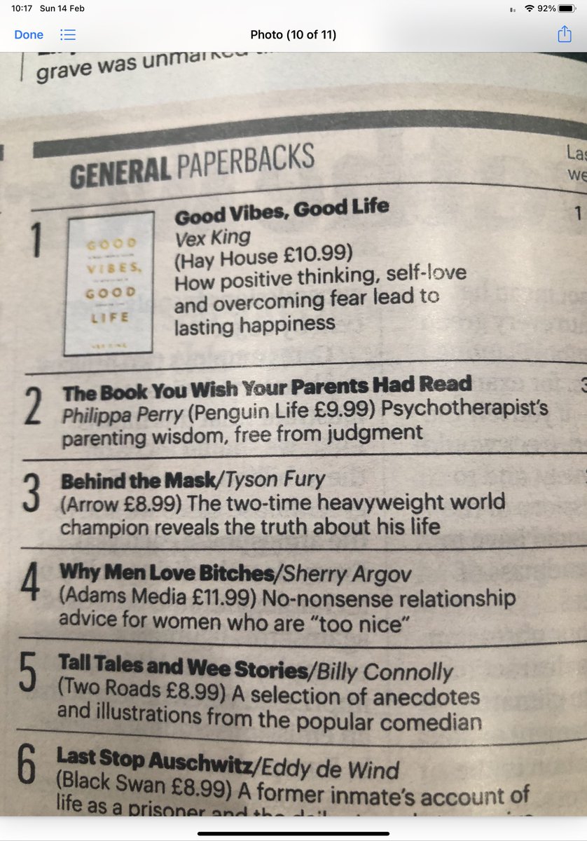 Azuritemonkey's tweet photo. Congratulations @VexKing 52 weeks in the #sundaytimesbestseller list and #1 again this week with #GoodVibesGoodLife👏🏻 https://t.co/e2S2ZxoIwD
