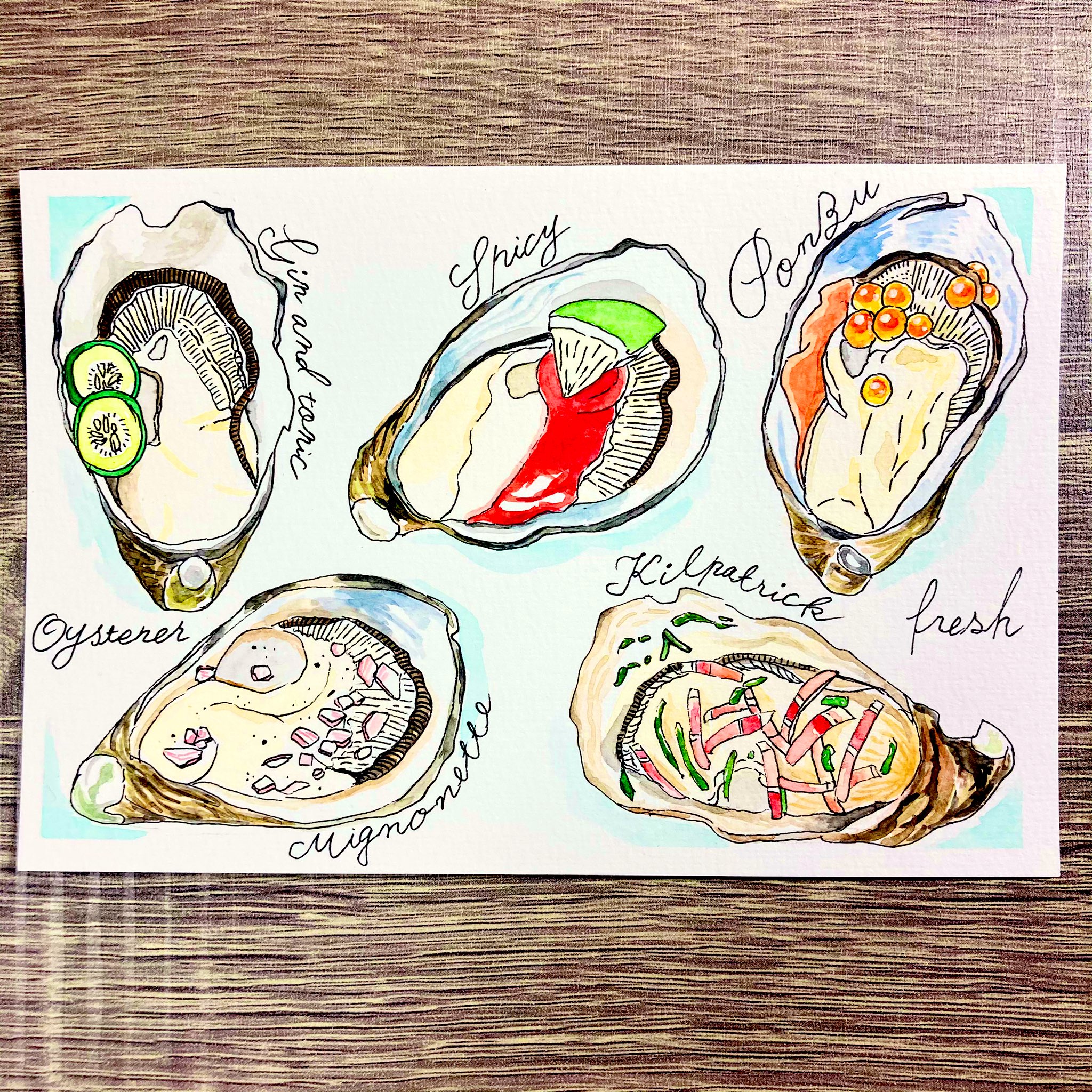 ﾎﾟﾒﾎﾟﾒの翁 ｶﾚｰ太郎 かわいい牡蠣たち Fresh Oyster ジンandトニック スパイシーandライム サーモンandイクラ エシャロットのソース 細切りベーコンのグリル イラスト 水彩 おうちごはん T Co Il8qrlmznn Twitter