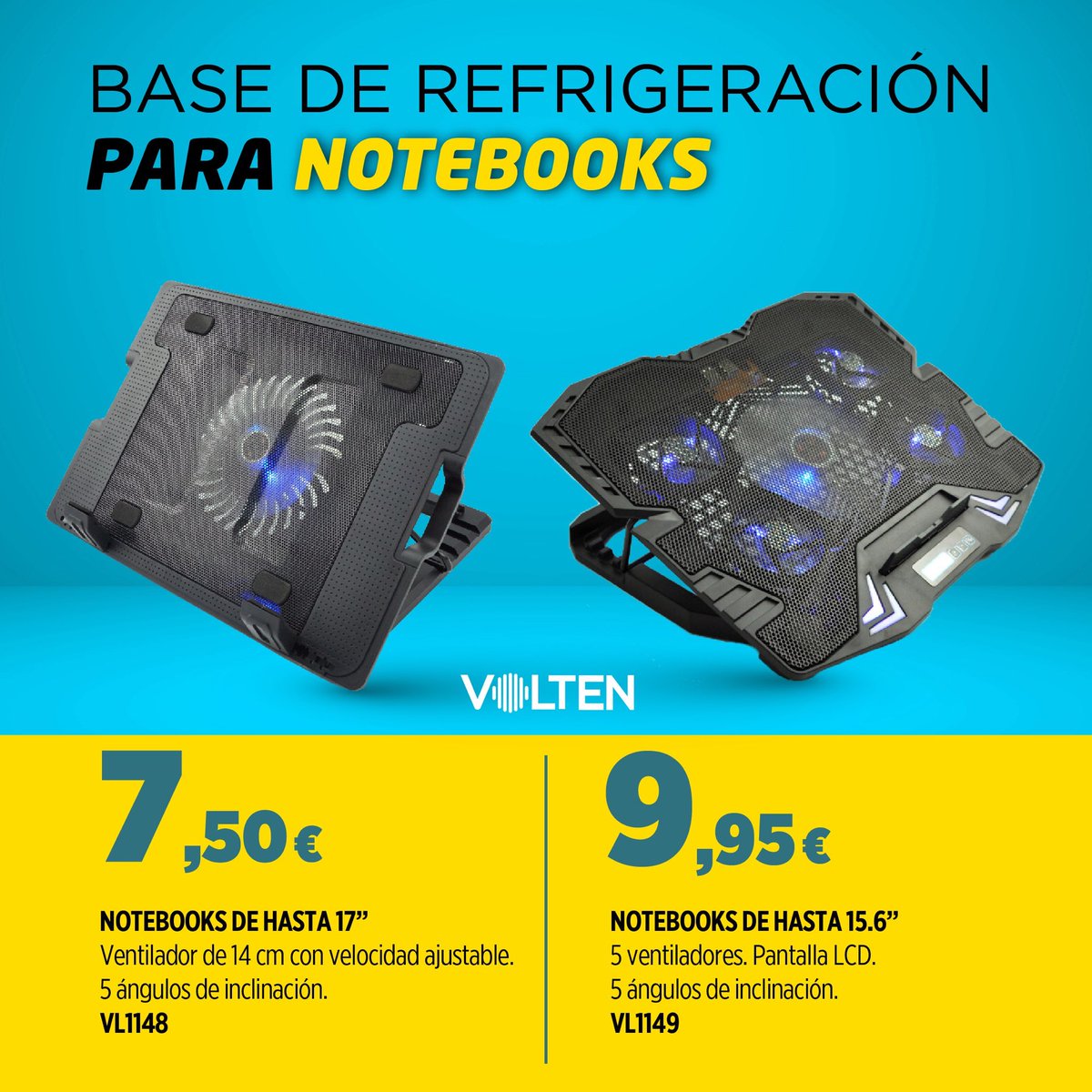 mielectronica_'s tweet photo. ¿Mucho gaming o trabajas intensivamente con el portátil? Entonces necesitas una base de refrigeración #Volten ¡consíguelas a precios imbatibles! 💻
🔗 https://t.co/8qcoHxqeiJ https://t.co/s99oUCotWW
