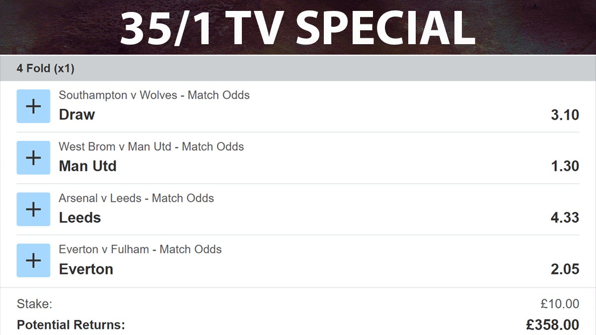 tipsgt1's tweet image. Juventus let us down yesterday, Burnley played better football than them. Thought I'd go for a little #EPL Super Sunday Special. I don't understand why the bookies have Leeds at 4.3, am I missing something? Ancelotti would have found the plan to win without Calvert-Lewin. #acca