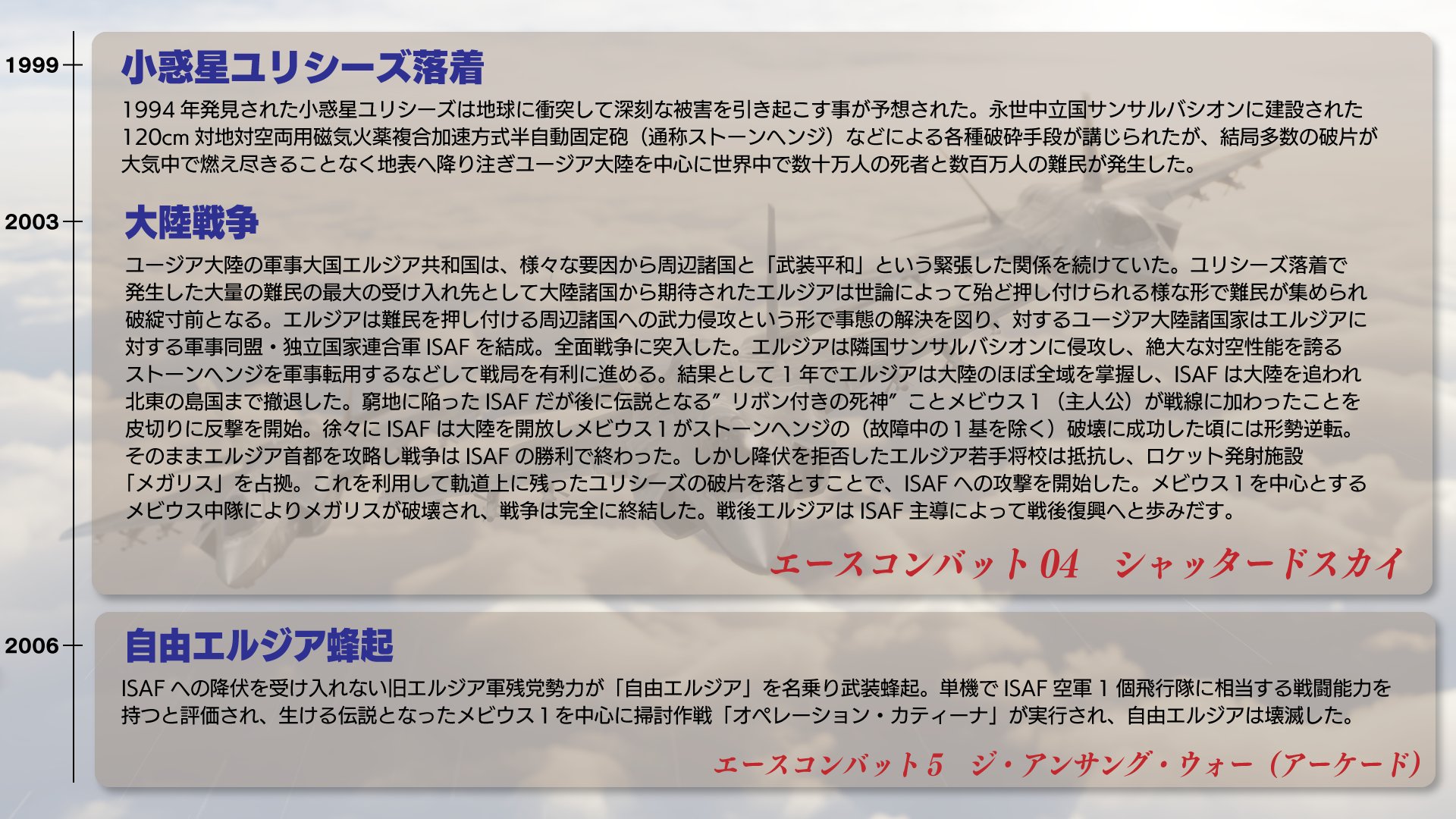 ハヤシ 今クラ 5投稿 エースコンバット7が更に楽しくなるエスコン時空の歴史 過去作のネタバレが含まれます ハヤシ 今クラ 5投稿 エースコンバット7が更に楽しくなるエスコン時空の歴史 過去作のネタバレが含まれます