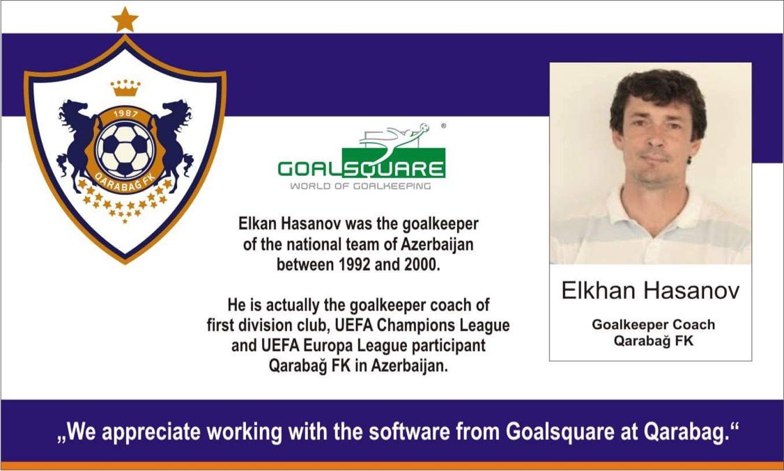 GoalSquare's tweet image. Amongst many other teams from all over the world, Azerbaijan top team @FKQarabaghEN uses our Goalsquare goalkeeping software in order to get the most out of their goalkeeper training!