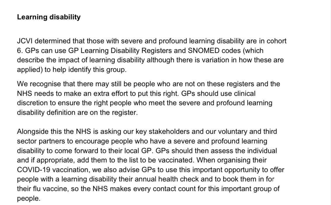 NHS England has written to GPs asking them to use their judgement to prioritise people with a learning disability 📢 

If you, or someone you care for, has a learning disability and think you should be prioritised, contact your GP about the vaccine ☎️