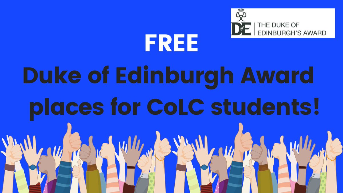 To celebrate the end of Student Volunteering Week we are delighted to be able to offer <a href="/COLCollege/">The City of Liverpool College</a> students free registration places on the bronze DofE award. Places are limited so act fast! 
For more info or to sign up- beverley.abbott@liv-coll.ac.uk
#studentvolunteeringweek