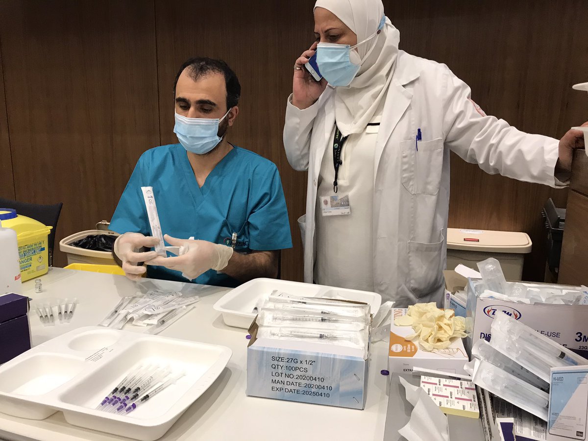 IFRC_MENA's tweet photo. .@IFRC_MENA is monitoring #covid19 vaccination campaign in #lebanon in three medical centers. We are checking if the process of vaccination is going according to plans. https://t.co/K9qXIKapWg