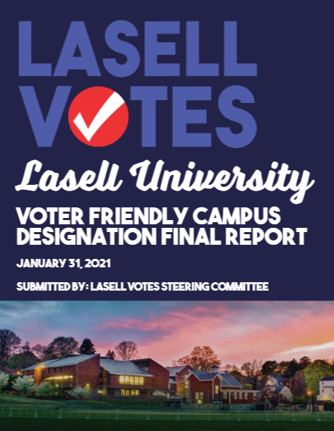 LasellUniv's tweet photo. Our incredible @LasellVotes team has released their #VoterFriendlyCampus report. Explore the civic engagement strides that Lasell made in 2020: https://t.co/lNWCkDNpKg https://t.co/2kdaCXGUj7