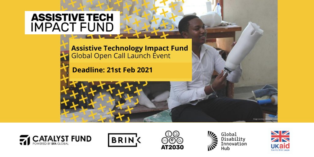 Our global call is now open - up to £200k of funding for brilliant #African AT solutions.

Looking to address: a lack of access to AT &amp; sustainable local ecosystem, &amp; a need for appropriate &amp; affordable devices 

Seeking scalable African AT products.

atimpactfund.com/open-call