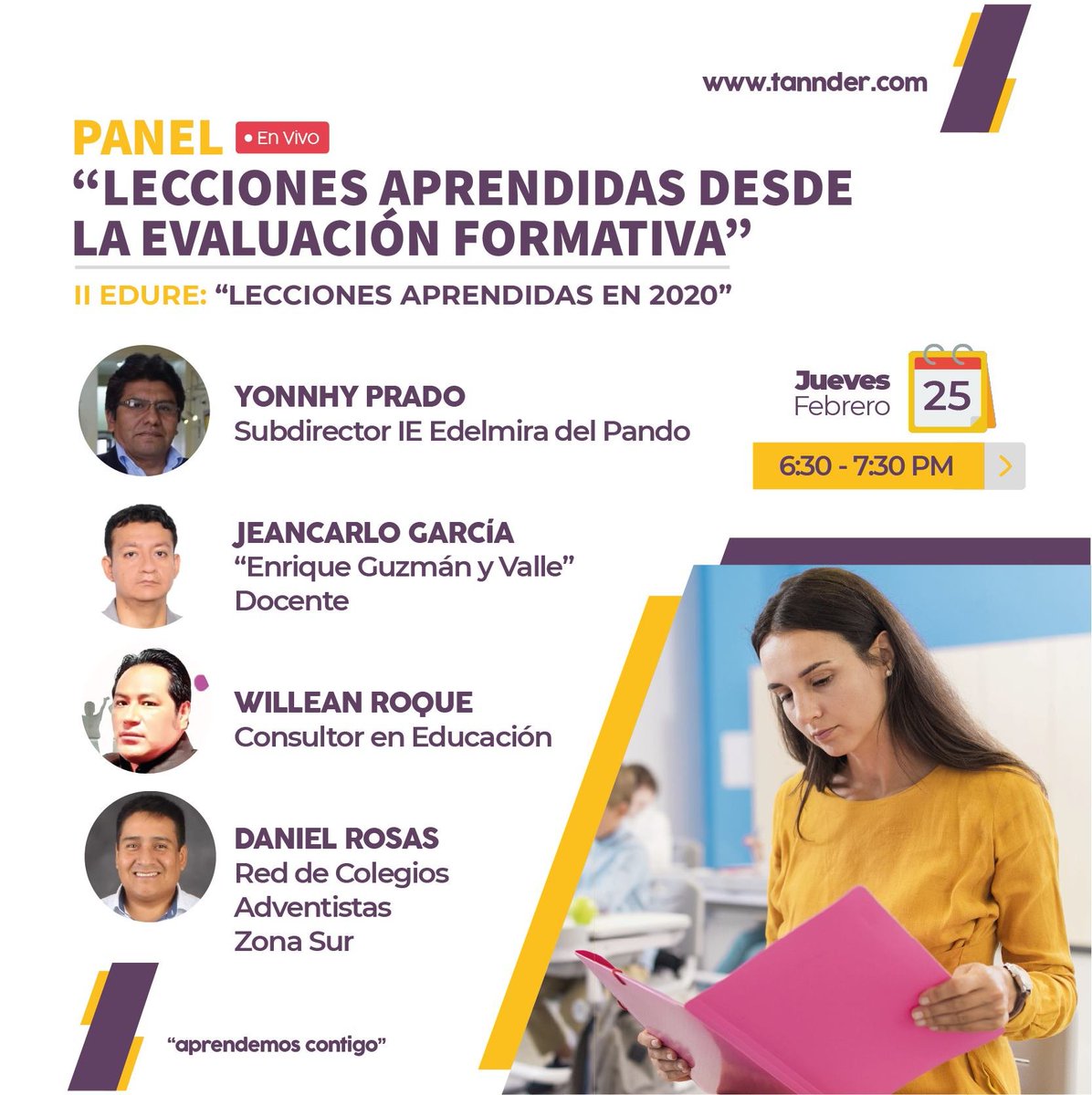 dannylrosash's tweet image. Gracias al equipo de tannder por la organización de II #EDURE y por la invitación al panel de grandes maestros, entre otros como el gran maestro @RaulCadillo será un privilegio #compartir algunas lecciones aprendidas en aras de la mejora continua de #aprendizajes.
