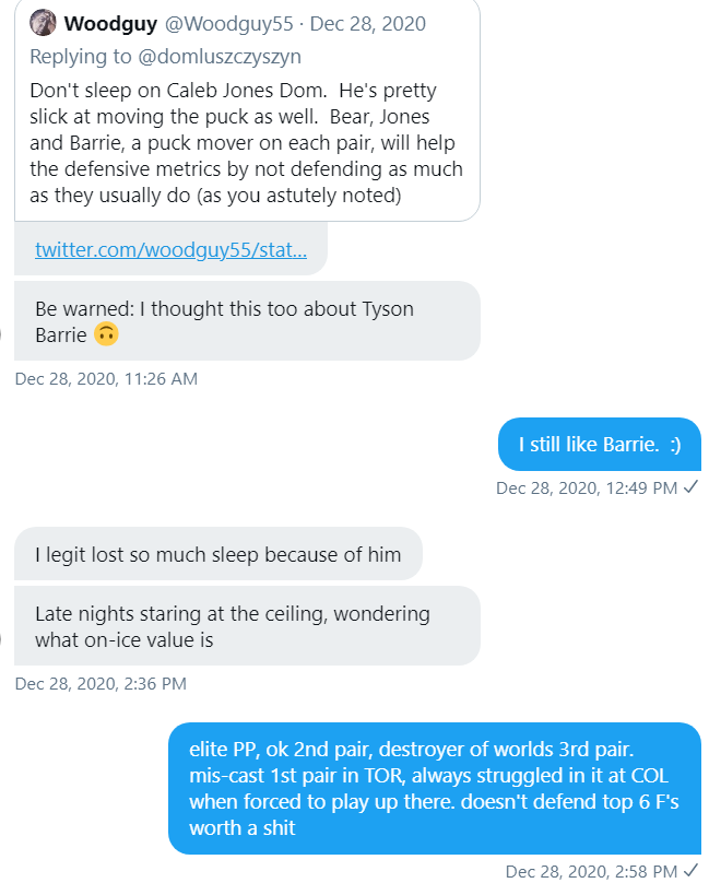 Barrie's results pretty well dove-tail with my opinion on him when EDM signed him. This screen shot is from a conversation with a smart TOR fan (not Dom) about Barrie in December: (2/