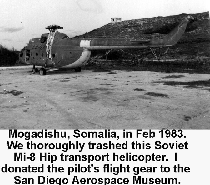 14/A few more rare photos of Somali Mi-8/17 Hip Helos. Note that as early as 1983, when US Soldiers first photographed these helos, they were already out if service.Courtesy of the Somali Air Force Club.