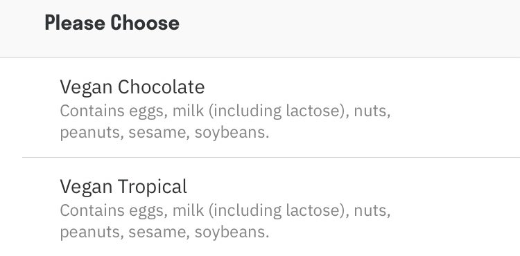 brennastrite's tweet photo. Hey @lovelittlemoons - I love your vegan products! Just a heads up that on @Deliveroo it says the vegan mochi contain egg and milk. Might want to look into it as I’m sure it’s putting some people off from ordering ☺️ https://t.co/KZIQes19Q8