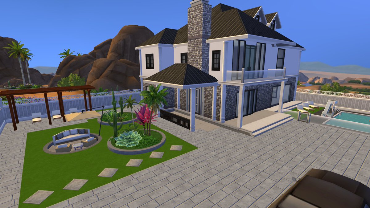 SimsAsh99's tweet image. Thought I would try to build this beautiful home. It's not yet furnished but the outside looks stunning and even made my own gate entrance using medium height doors from eco-lifestyle (I don't own the original image) 
Gallrey Id: Ashwhe1 #Sims4 #simsbuild #Sims4 #simbuilders