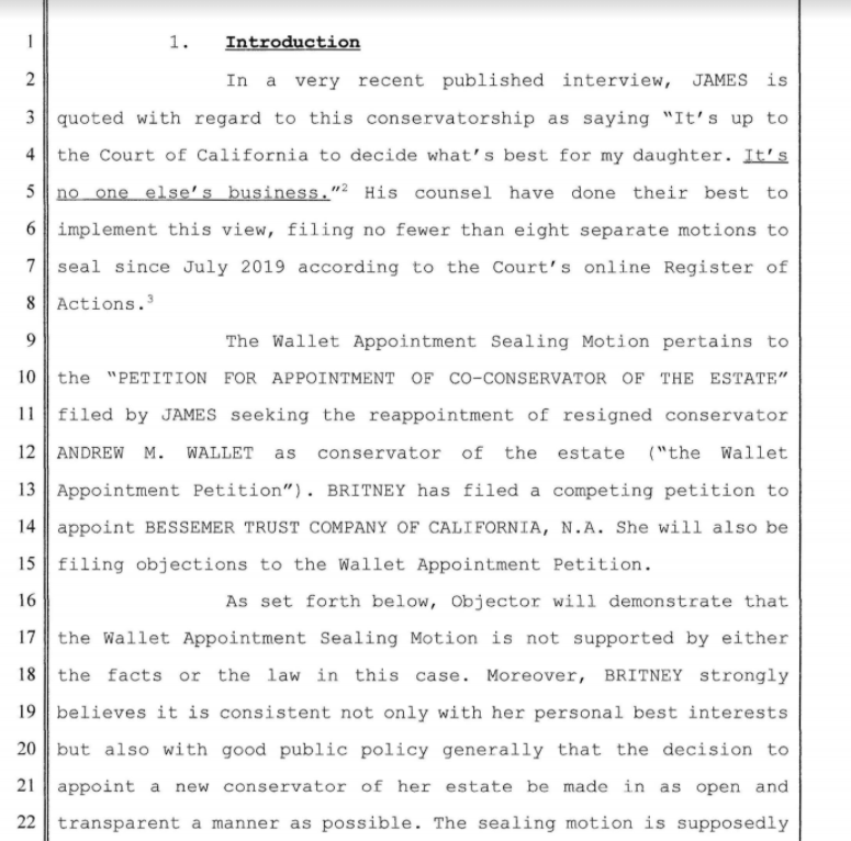 As  @AdamStreisand mentioned in  #FramingBritneySpears, Britney’s one wish was to not have her dad as conservator since the onset. Ingham ignored that until 2020, when the bombastic court filing came up, stating that Britney appreciated the informed fan support & wanted Jamie out.