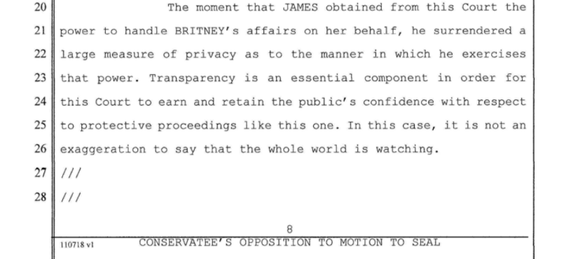 As  @AdamStreisand mentioned in  #FramingBritneySpears, Britney’s one wish was to not have her dad as conservator since the onset. Ingham ignored that until 2020, when the bombastic court filing came up, stating that Britney appreciated the informed fan support & wanted Jamie out.