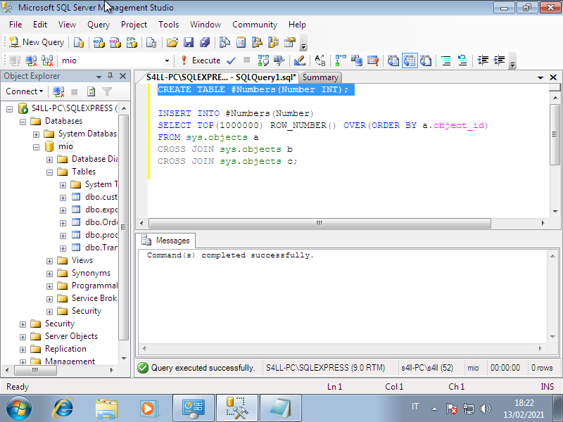 ivanonatalini68's tweet photo. Sql Server Administration.
A method to create large table of numbers.
#sqlserver #administration #sql #largetable #dba #database #query #tsql #windows #backend #aws #rds #fullstack https://t.co/MhBjV1NNSk