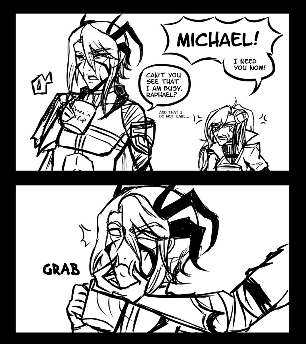 Stephicnesss's tweet photo. Did I really come up with an excuse to draw these two together?
Yes. Yes, I did.
Have some of that good sexy tension between these two. c: And Happy Valentine's Day. #daemonik style!
(Also, whoa! Since when do I draw comics?!) https://t.co/p5F8NOWZ11