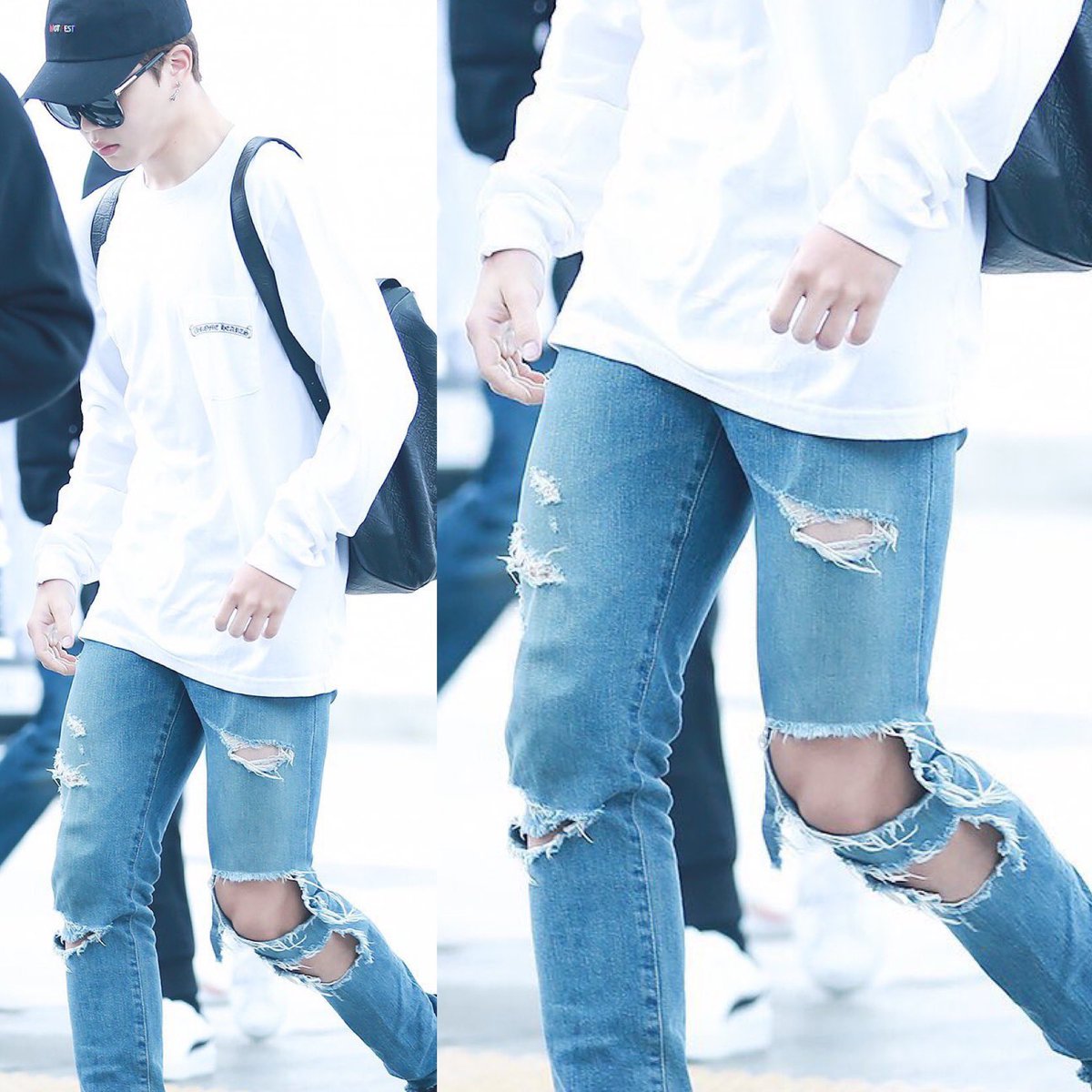 jimin's legs with this ripped jeans a thread