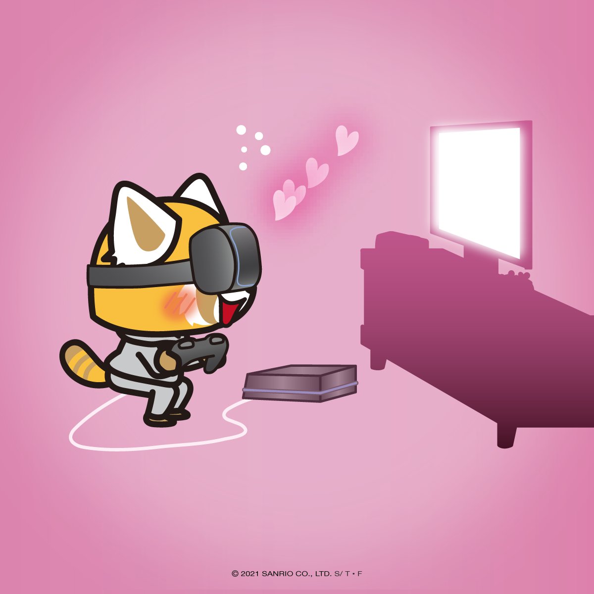 aggretsuko's tweet photo. Happy #ValentinesDay! 🎮💕 https://t.co/j49uXHX137