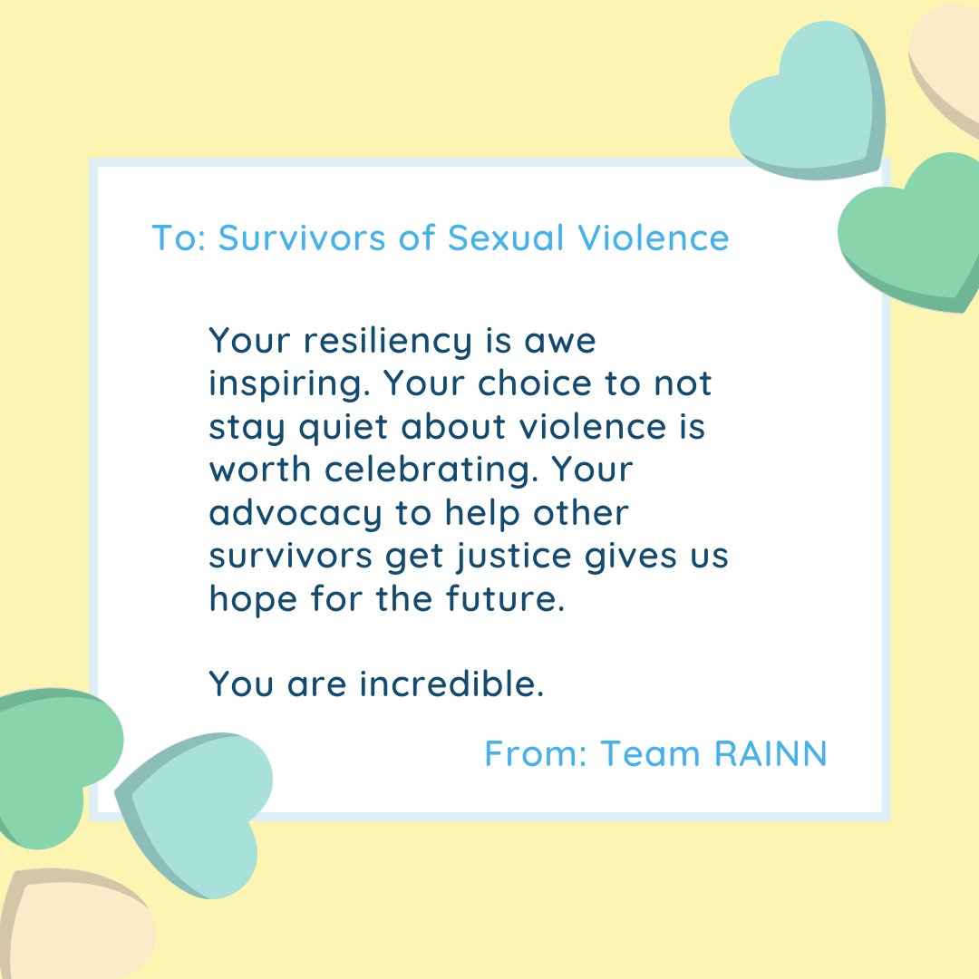 RAINN's tweet photo. Valentine's Day is about love—so we’re joining @LetterSurvivor to remind all survivors that we believe and love them today. #SurvivorLoveLetter https://t.co/25Pgs4Mib1