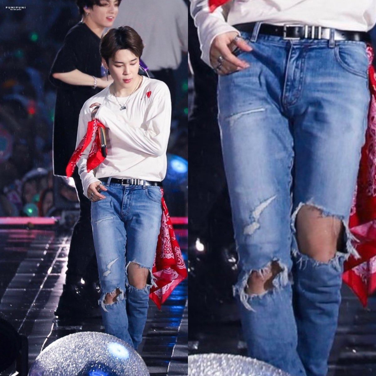 jimin's legs with this ripped jeans a thread