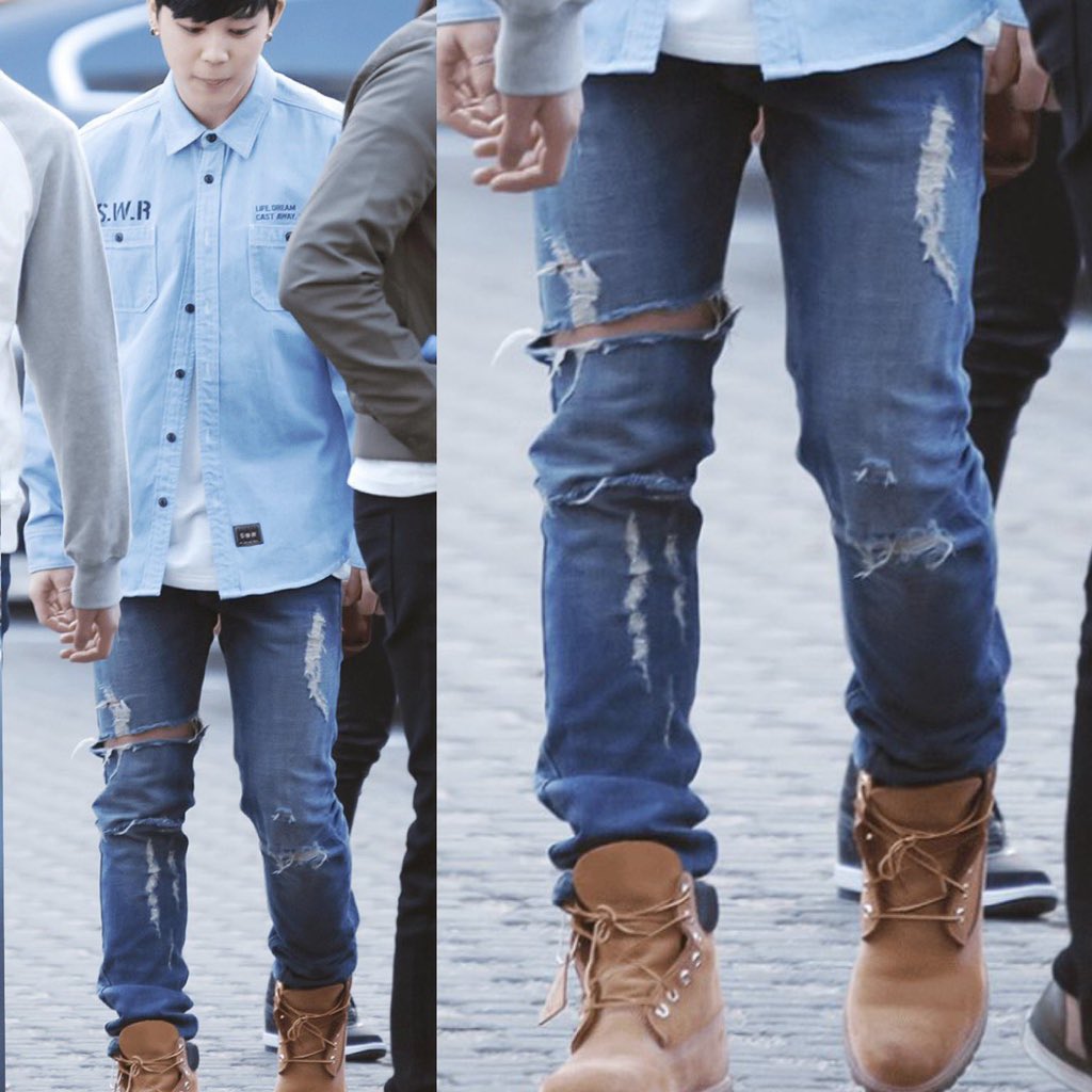 jimin's legs with this ripped jeans a thread