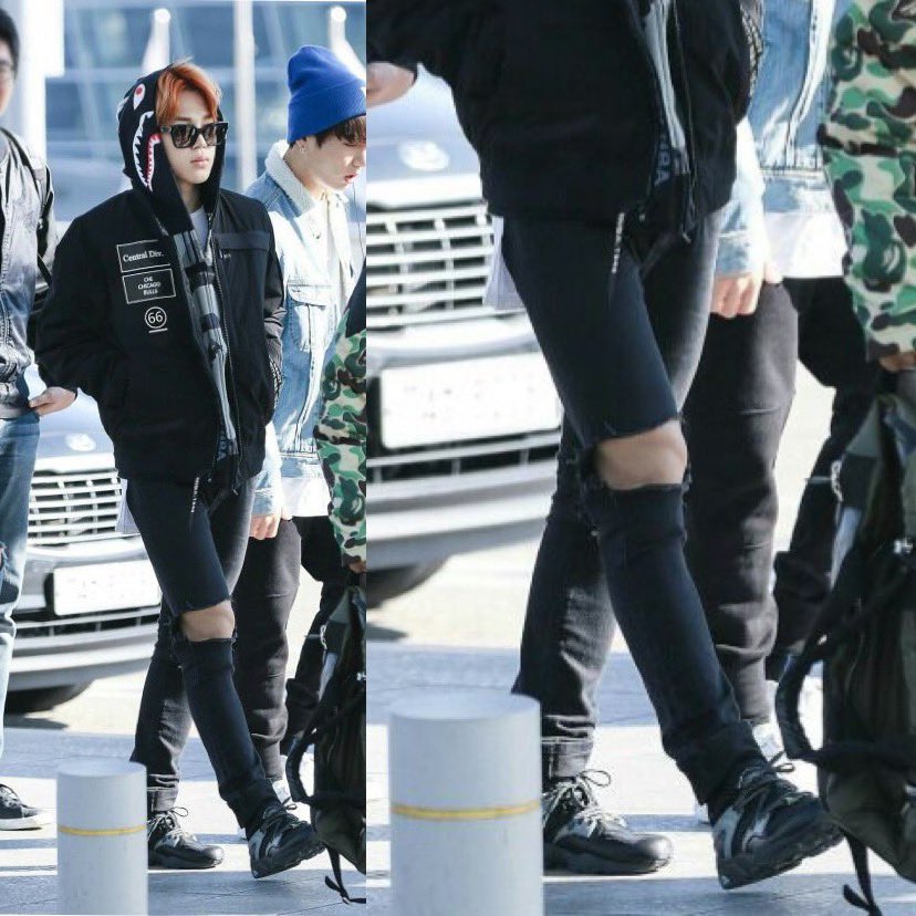 jimin's legs with this ripped jeans a thread