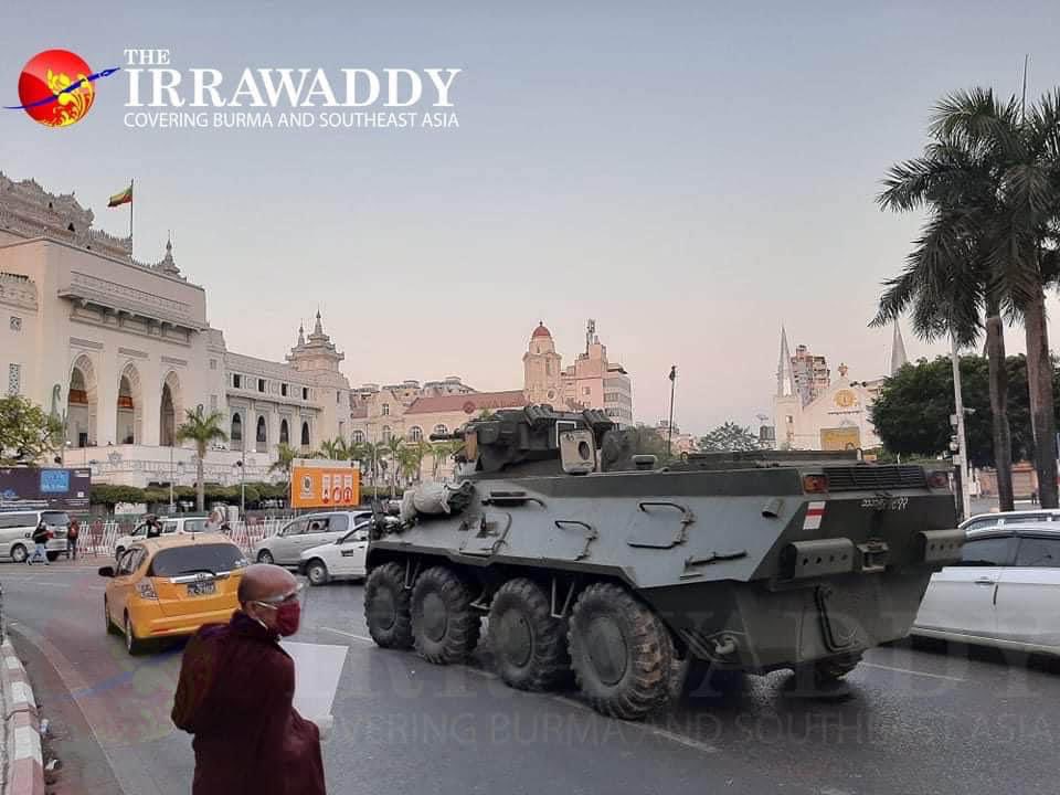 National Chanel MRTV has announced that Myanmar’s internet will be cut off tonight and NOW, military tanks and trucks are driving around the populated major cities of Myanmar creating fear. What are they trying to do again ? #HumanRightsViolations. <a href="/UN/">United Nations</a> #WhatsHappeningInMyanmar