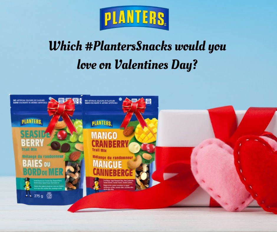 planterscanada's tweet photo. Happy Valentine's Day and #SocialSunday!
You could be the lucky winner of some Planters prizes!
For a chance to win, tell us in the comments: which #PlantersSnack would you love for #ValentinesDay?
Make sure you let us know by 11:59 pm (ET)!
#ValentinesDay #PlantersCanada https://t.co/BzqCJrUbSX
