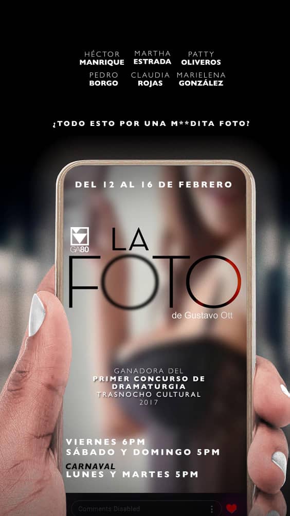 GrupoActoral_80's tweet photo. Hoy puedes venir al Teatro Trasnocho 5pm

LA FOTO de Gustavo Ott.

Un extraordinario texto que nos confronta sobre la realidad de lo q vemos en las Redes Sociales.

Eres el q aparece en Instagram o ese es el q quieres que los demás crean q eres?

Dirección de @manriquehector https://t.co/rsEOtJsbOk