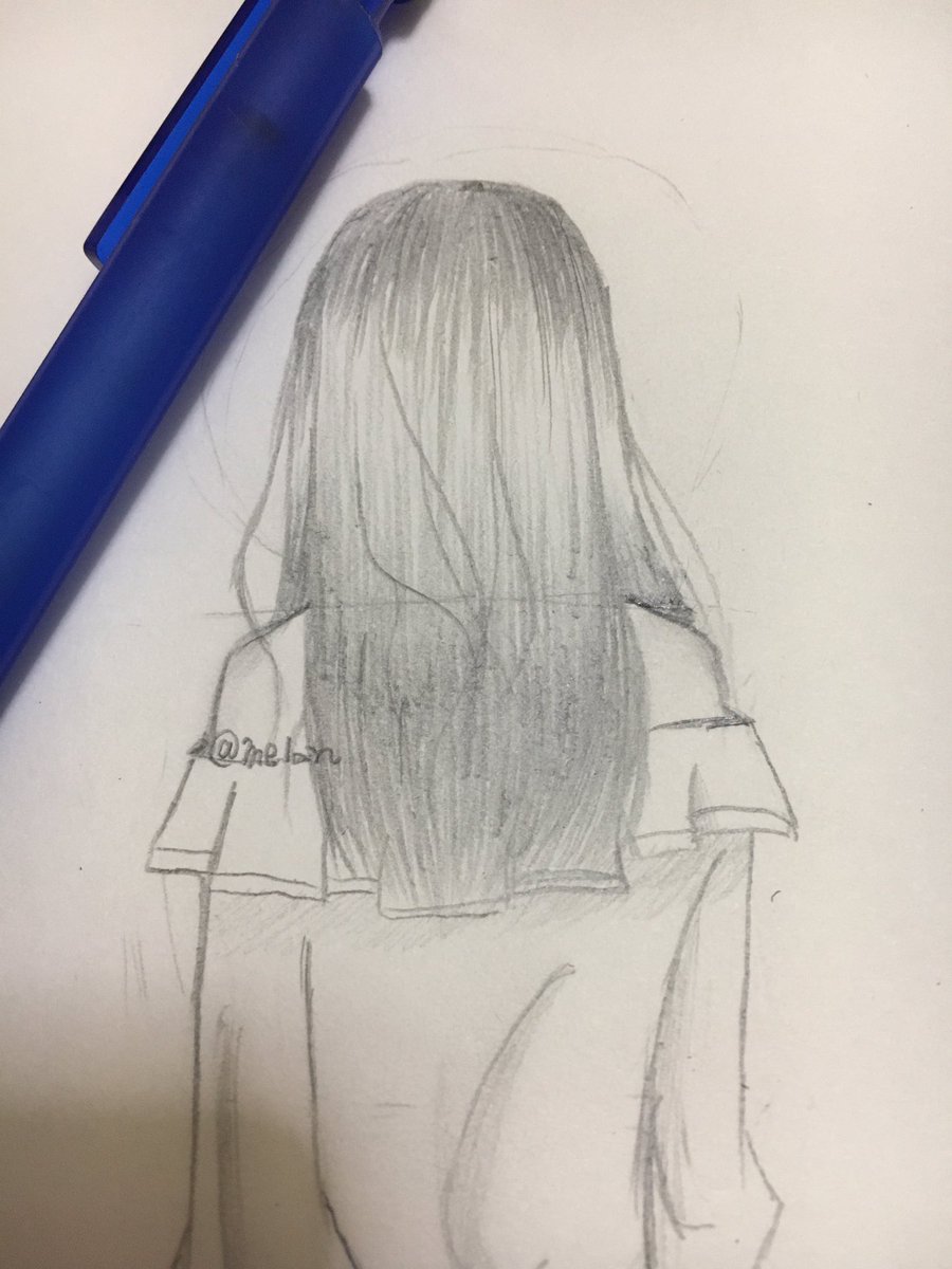 唯 芽楼 暇だから女の子の後ろ姿を描いてました 3 女の子イラスト 後ろ姿 イラスト 描いてみた 落書き オリキャラ