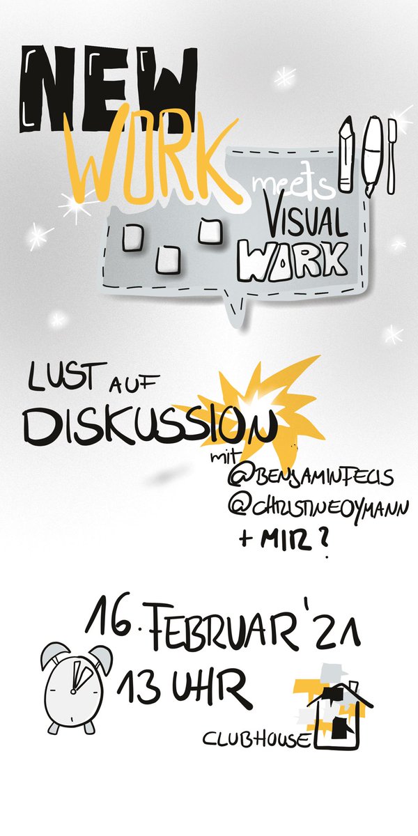 Angelaaltenbeck's tweet photo. New Work meets Visual Work im Clubhouse!

#newwork #clubhouse #newway #agility #leadership #business #visualbusiness #visualwork #visualisierengehtauchmitdenohren https://t.co/G7E1WWIslw