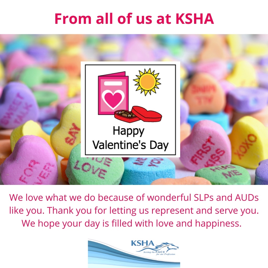 KYSPEECH's tweet photo. Happy Valentine’s Day from all of us at KSHA!
#kshaky #ksha #speechpathology #speechtherapy #speechpathologist #slpeeps #slp2be #audiology #audiologist #audpeeps #aud2be https://t.co/yBBHaKU6dB