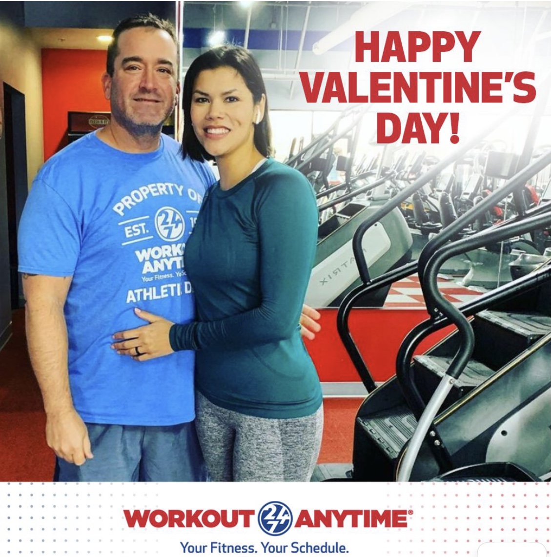 WOATHeath's tweet photo. 🥰 Happy Valentine's Day  to all our Workout Anytime Couples! 😘Share a gym selfie of you and your mate in the comments below! https://t.co/yARLE7Tm56
