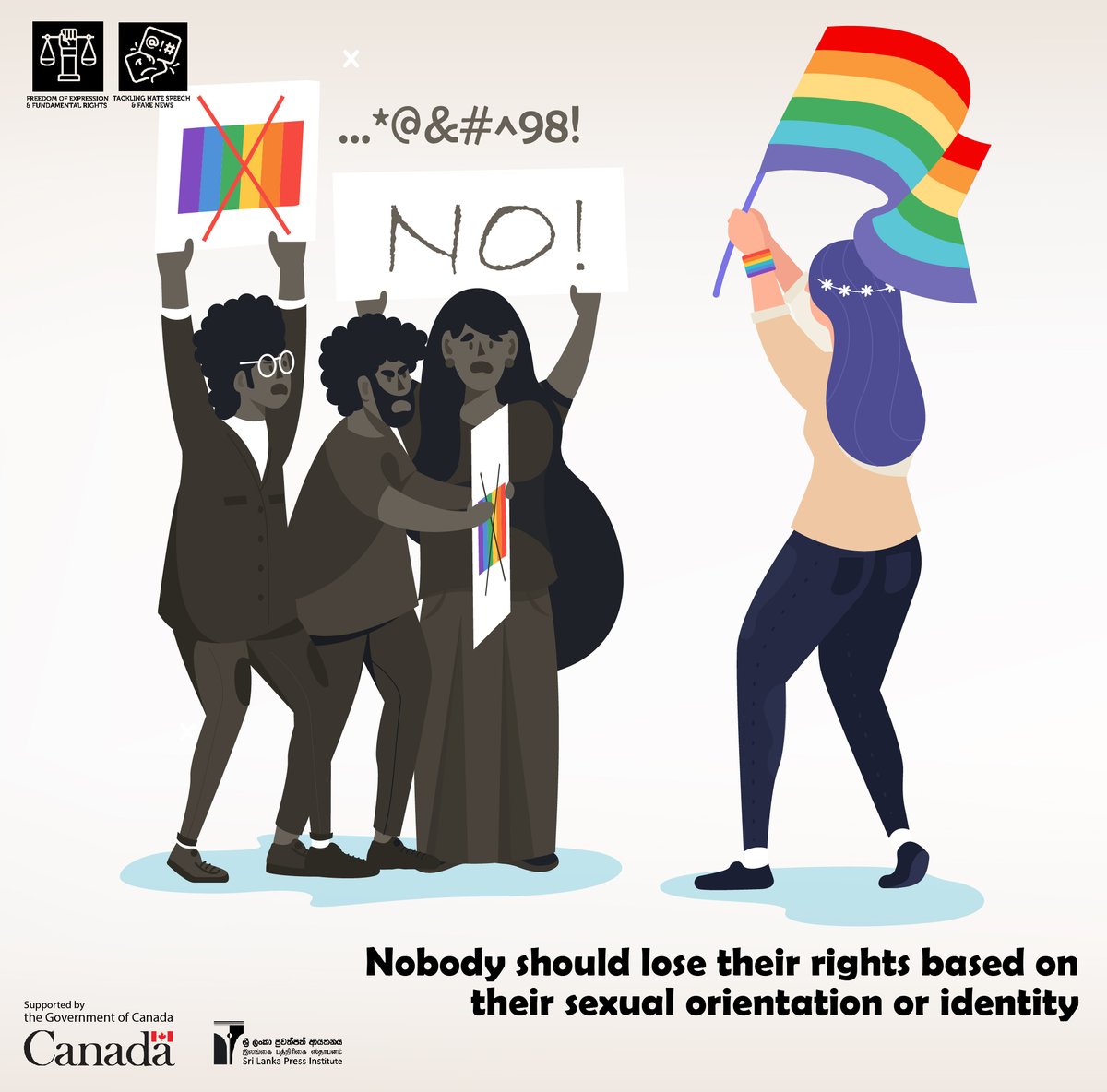 SLPI's tweet photo. Nobody should lose their rights based on their sexual orientation or identity
#genderequality #FundamentalRights #equalityforall #tacklinghate #SayNoToHateSpeech #humanrights #lka #CFLI https://t.co/P2eM430L2m