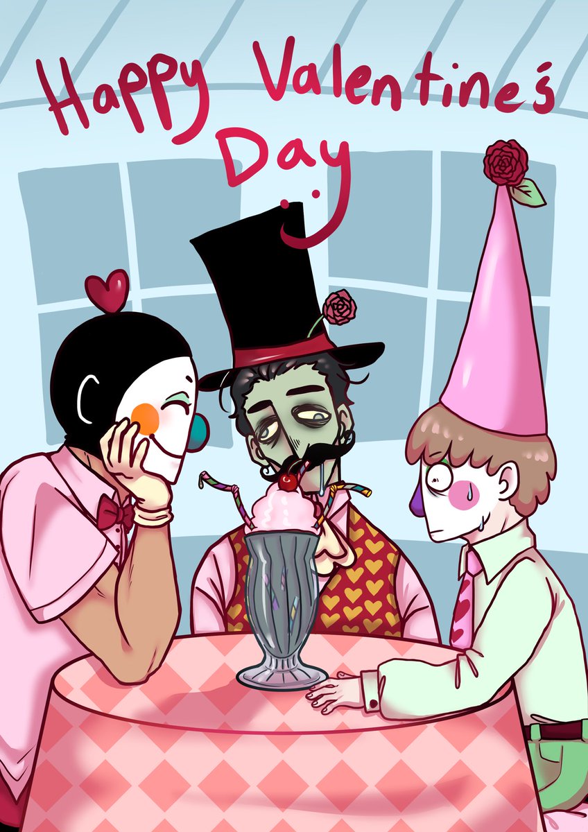 ConAndCow's tweet photo. Happy Valentine’s Day from Confident, Coward and the boss!!! Artwork by @jejdinator 
#art #animation #animated #ValentinesDay #clown #clowncore https://t.co/khKPxj15x8