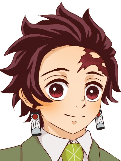 kamado tanjirou scar on forehead scar male focus 1boy earrings jewelry solo  illustration images