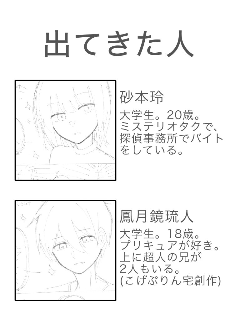 うちよそゆるゆる漫画

うちの砂本玲とこげぷりん(@ koge0416 )宅の鳳月鏡琉人くんが出てきます。
※not CPです

#創作 