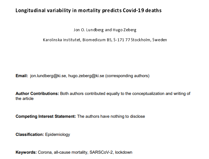 Number 25 from Ivors beloved Sweden - again not peer-reviewed and from 2 authors but from the Karolinska a prestigious institute lets have a look ...