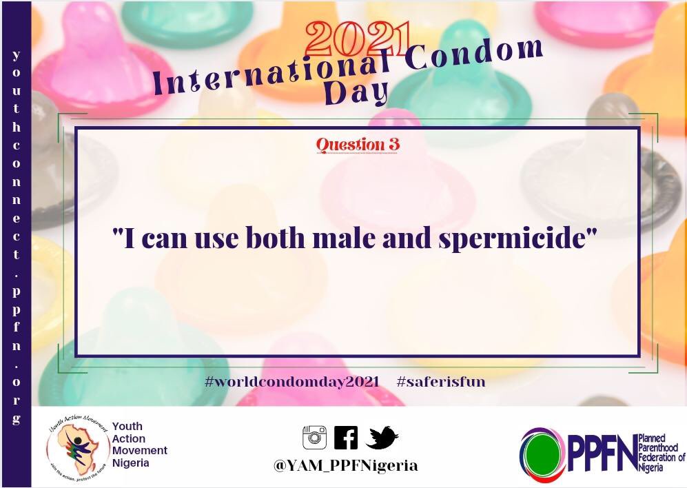 QUESTION 3                                               Can I use both male condom and spermicide #valentinesday2021 #saferisfun#noglovesnolove